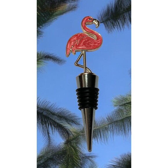 Whimsical Pink Flamingo Wine Bottle Stopper - Fun Resin Stopper for Wine Lovers - Picture 3 of 5